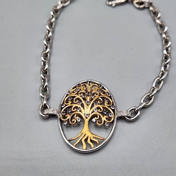 Tree of Life Chain Bracelet Vermeil Sterling Silver Filigree 925 JWBR India - Picture 4 of 13